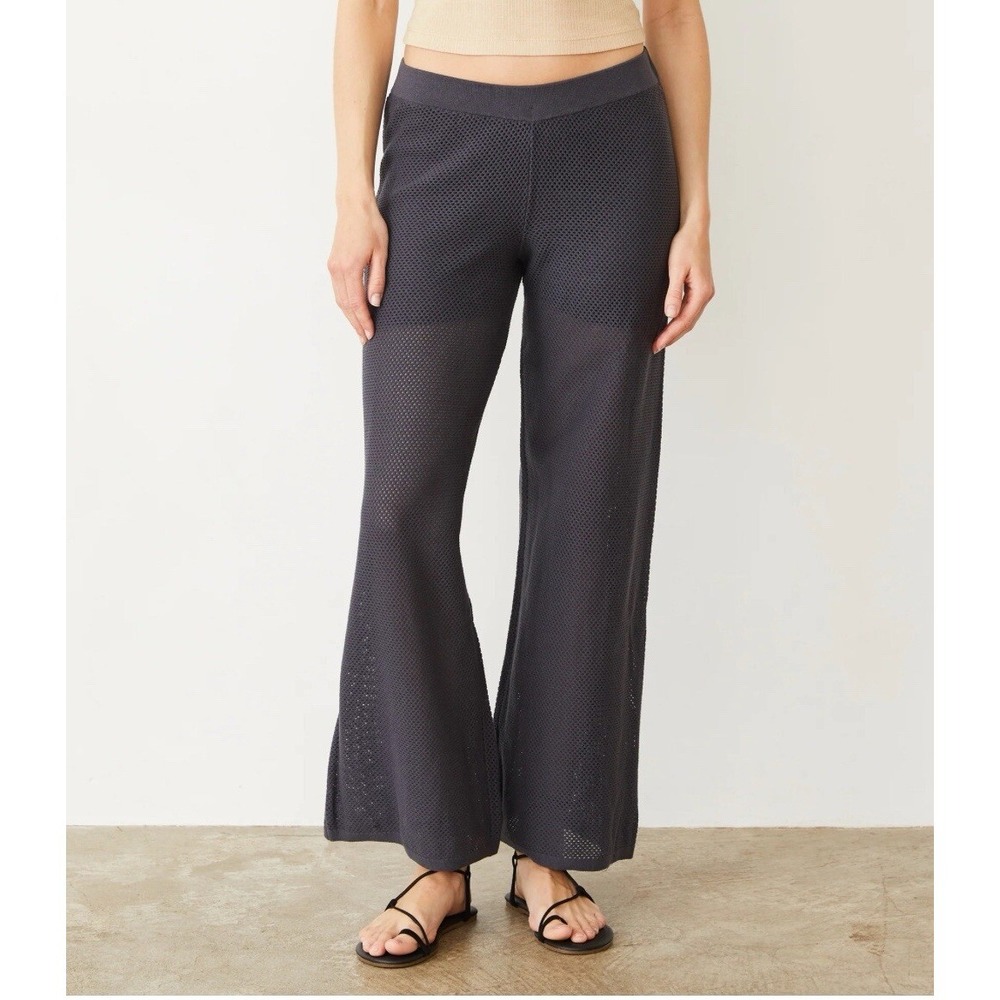 Monrow Cotton‎ Mesh Wide Leg Pant Medium Dark Grey Liner NWT